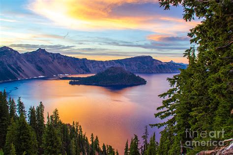 Sunset At Crater Lake Oregon Photograph By Tirza Roring