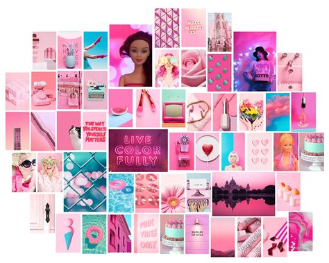 55pcs Of Aesthetic Pink Wall Collage Kit Physical Prints Etsy Uk