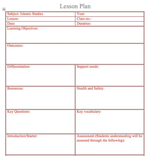 Lesson Plan Template Download