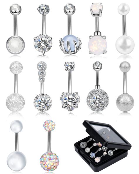 Buy Pcs G Belly Button Rings Belly Rings For Women Cz Opal Navel