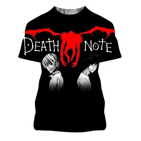 Anime Death Note Shinigami Ryuk 3d Manga Light Yagami L T Shirt Short