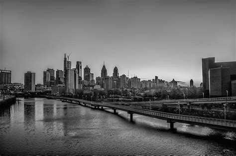 From The South Street Bridge Philadelphia In Black And White