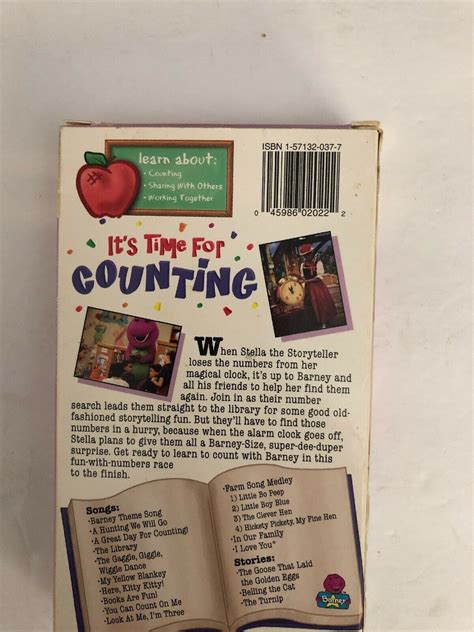 Barney Its Time For Counting Vhs 1998 Vhs Tapes