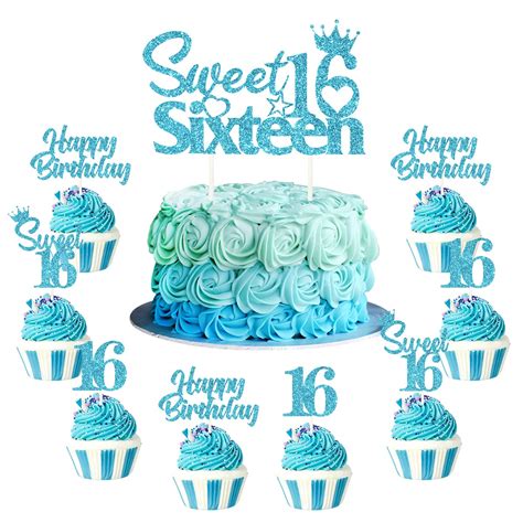 buy 25 pack 16th birthday cake decorations sweet 16 sixteen cake topper happy birthday sweet