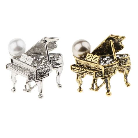 Chic Rhinestone Music Piano Brooch Lapel Pin Wedding Jewelry Antique