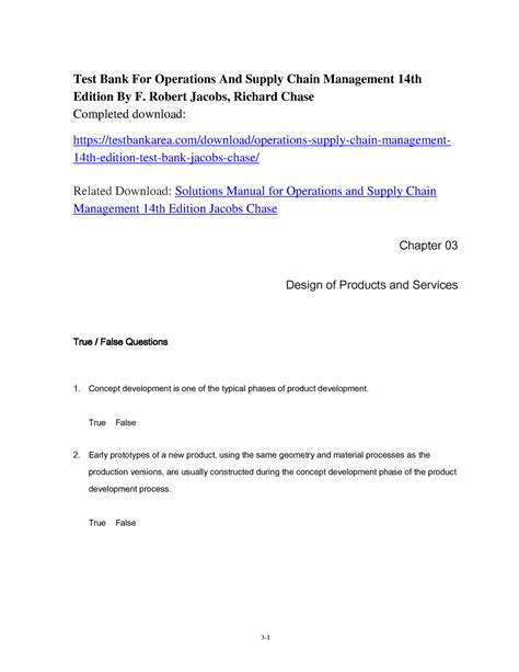 Chapter 3 Of Ikb Test Bank For Operations And Supply Chain Management