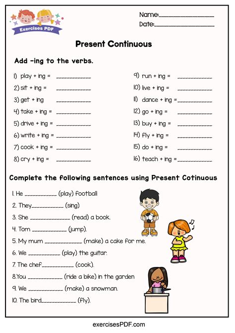 Adding Ing To Verbs Worksheet