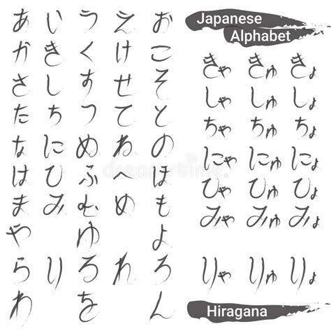 Hiragana Hand Written Japanese Alphabet Stock Vector Illustration Of