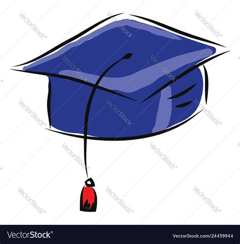 Dark Blue Graduation Cap On White Background Vector Image