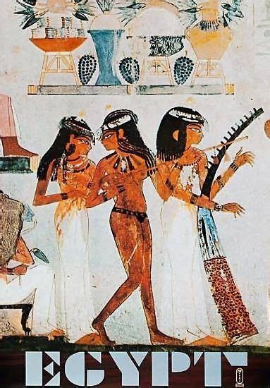 Egypt • The Three Musicians • Tomb Of Nakht • Thebes Ilustração Retrô