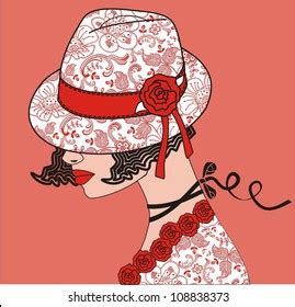 Elegant Woman Lace Hat Vector Illustration Stock Vector Royalty Free