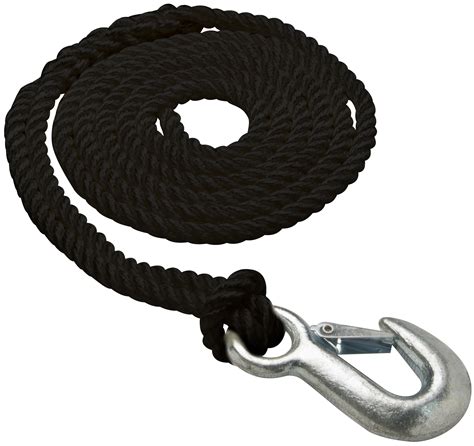 Shoreline Marine 3 Strand Braided Winch Rope With Hook 38 In X 20 Ft