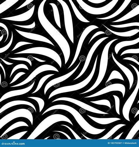 Full Seamless Abstract Zebra Pattern Monochrome Vector Black And