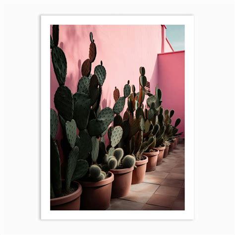 Cacti Pink Wall Photography 5 Art Print By Prickly Pear Art Fy