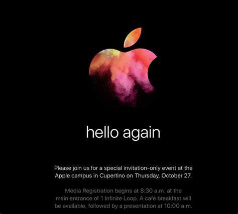 Hello Again Apple Confirms October 27 Event New Macs Are Likely