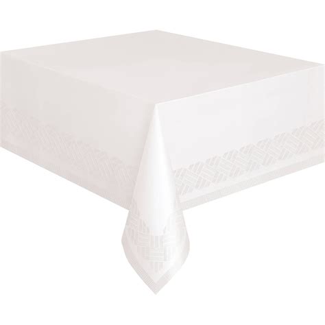 White Plastic Lined Paper Party Tablecloth 108 X 54in