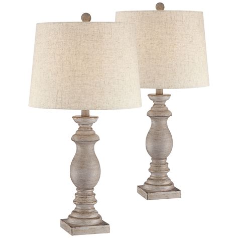 Regency Hill Traditional Table Lamps 265 High Set Of 2 Beige Washed