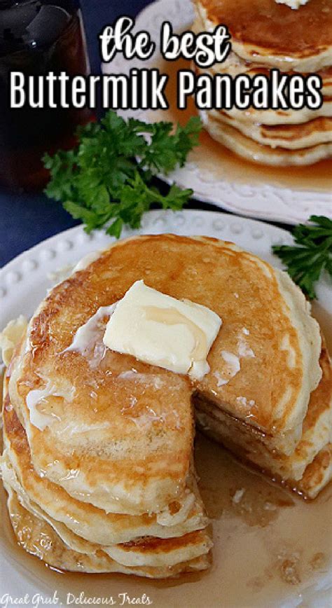 Stack Of Buttermilk Pancakes With Slice Removed On Plate Homemade Buttermilk Pancakes Homemade