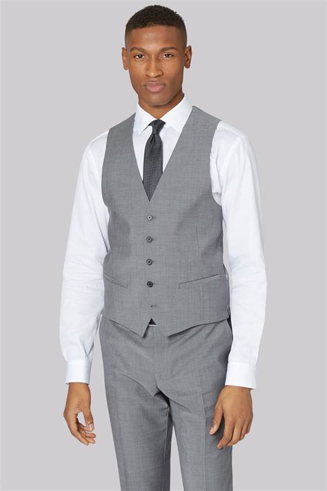 Dkny Slim Fit Light Grey Waistcoat