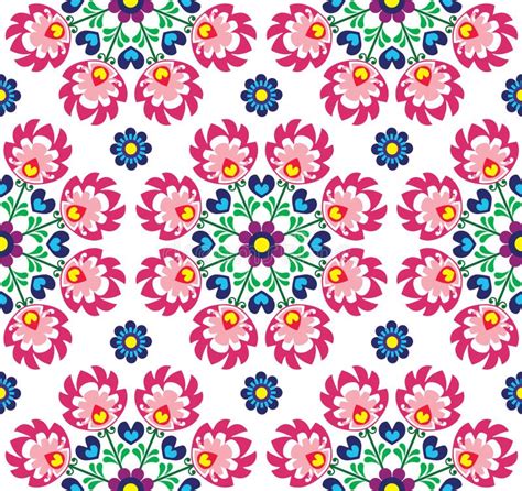 Seamless Floral Polish Folk Art Pattern Wzory Lowickie Wycinanki