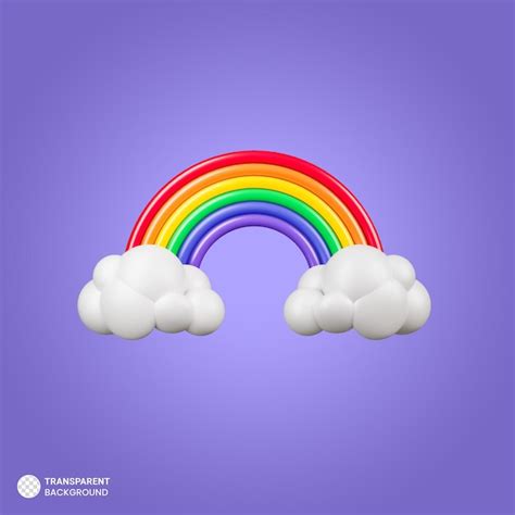 Premium Psd Colorful Rainbow With Clouds 3d Render Illustration