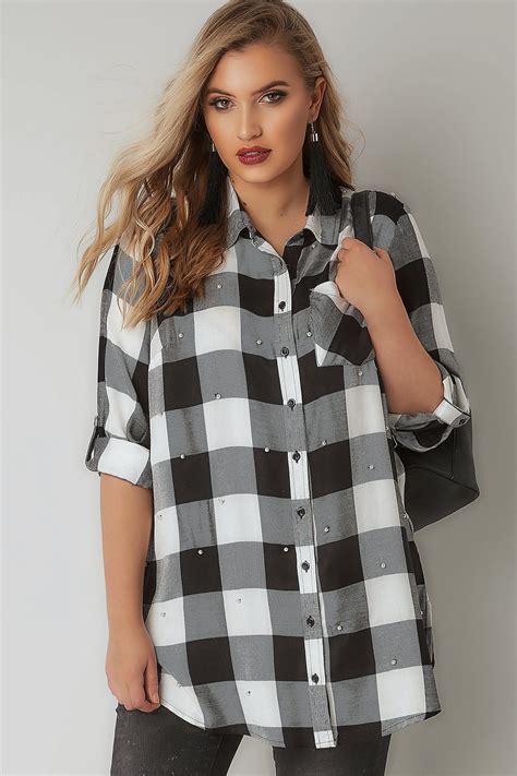 Limited Collection Black White Checked Shirt With Pearlescent