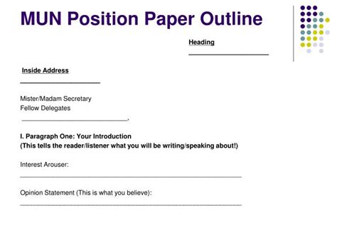 A position paper outline acts as a blueprint or plan for your academic paper. PPT - MUN Position Papers PowerPoint Presentation - ID:6416228