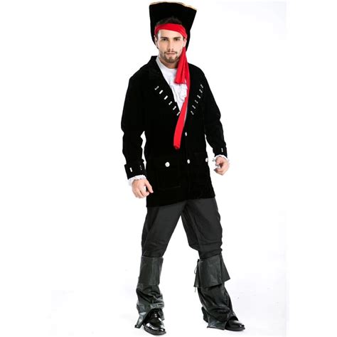 cool party performances pirates captain cosplay uniforms pirate cap black halloween costumes