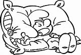 Pillow Coloring Smurf Sleepy Wecoloringpage sketch template