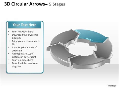 3d Circular Arrows Process Smartart 5 Stages Ppt Slides Diagrams