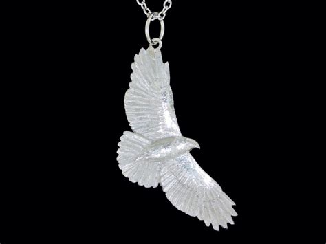 Sterling Silver Soaring Red Tailed Hawk Pendant Or Necklace Optional