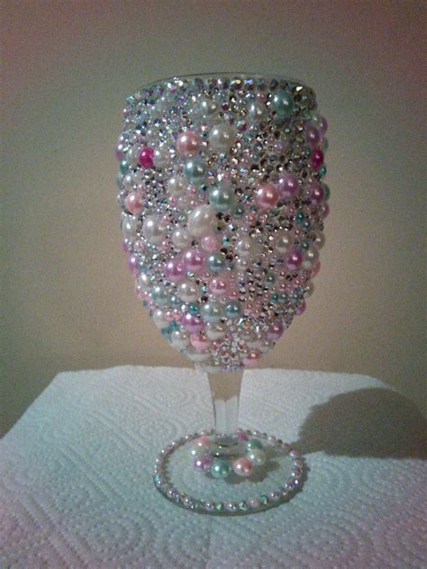 Bling Wine Glass Bling Wedding Glasses Party Glass Party Etsy Decorated Wine Glasses Custom