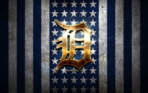 Download Wallpapers Detroit Tigers Flag Mlb Blue White Metal