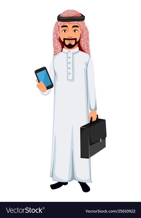 Modern Arab Business Man Cartoon Character Vector Image
