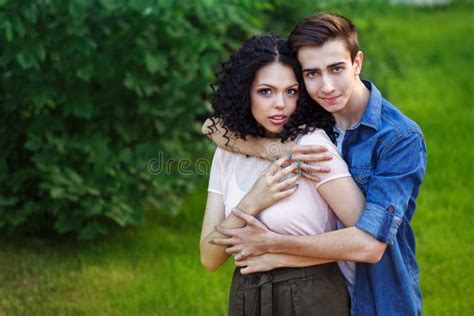 Teenagers Date In The Park Stock Photo Image Of Happy Hair 98969394