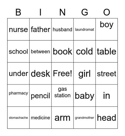 Esl Basic Vocab Units 1 5 Bingo Card
