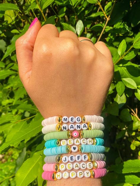 New Summer Colors Heishi Disc Bracelets Name Bracelets Etsy