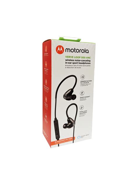 Motorola Bluetooth Inner Ear Headphones Black Verva Loop 500 Anc