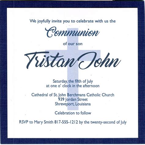 First Communion Invitation Boy Baptism Invitation Navy Cross