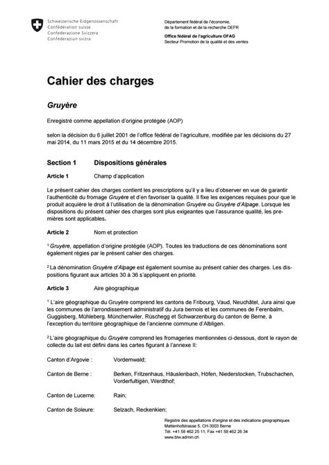 Cahier Des Charges Du Gruyere Aop Français By Gruyère Aop Issuu