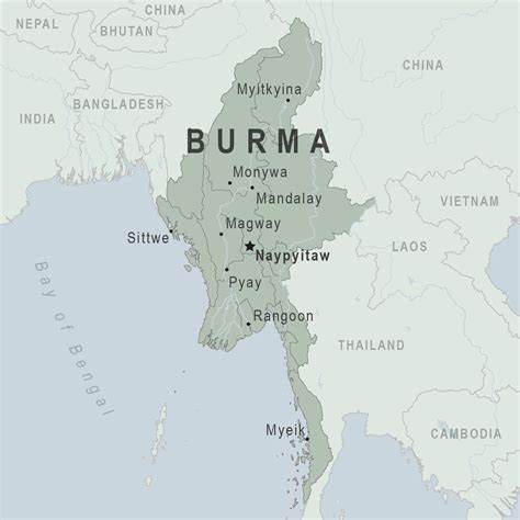 Mapa Birmania O Myanmar Mapa Politico De Myanmar Birmania Ilustracion