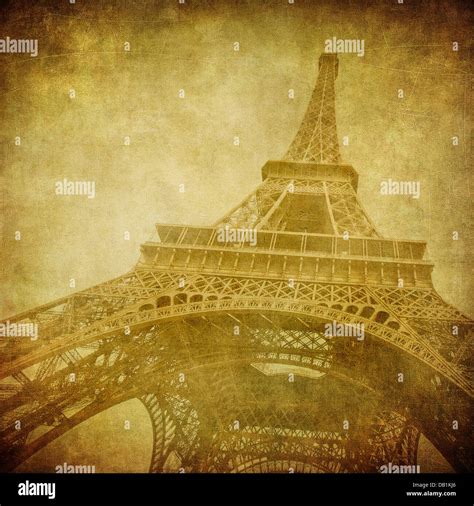 Vintage Image Of Eiffel Tower Paris France Stock Photo Alamy