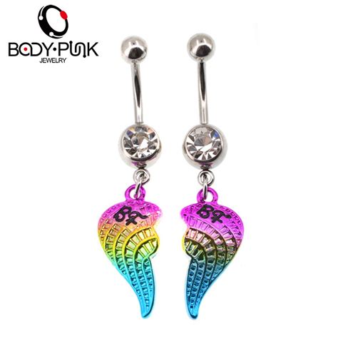 Body Punk Jewelry Steel Rainbow Bf Heart Dangle Belly Button Ring Beautiful Navel Piercing Sex