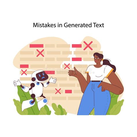 Mistakes In Generated Text Concept Flat Vector Illustration Stock