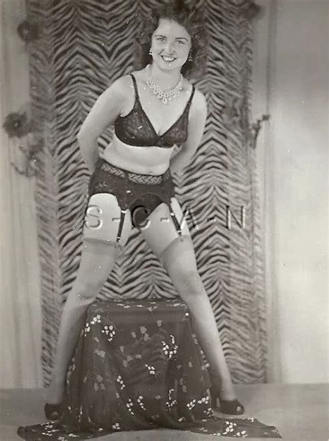Original Vintage S S Semi Nude Rp Bra Garter Panties Stockings Legs Picclick