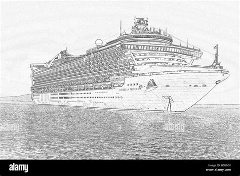 Sketch Of Princess Cruise Ship Stock Photo 20530298 Alamy