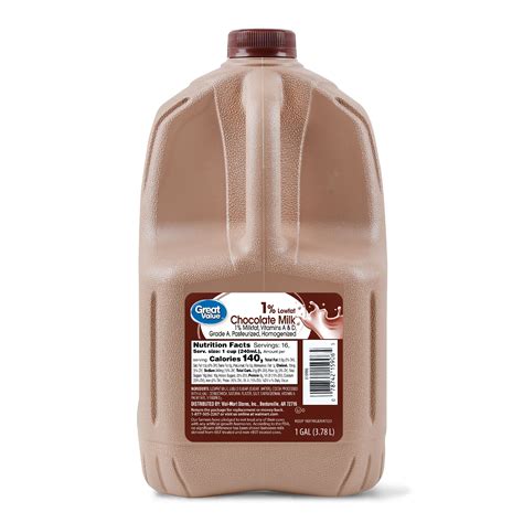 Great Value 1 Low Fat Chocolate Milk Gallon 128 Fl Oz Walmart Com