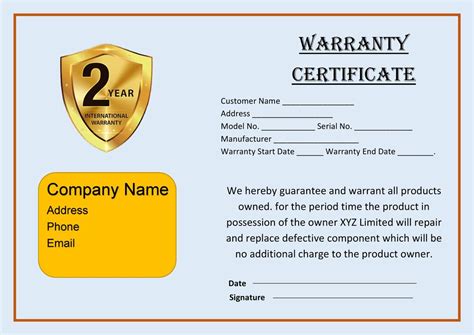 Sample Warranty Certificate Format In Word And Pdf Free