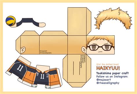 Haikyuu Tsukishima Paper Craft Anime Paper Anime Crafts Paper Doll