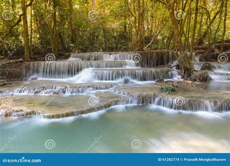 Beautiful Landscape View Of Blue Stream Waterfalls Stock Photo Image